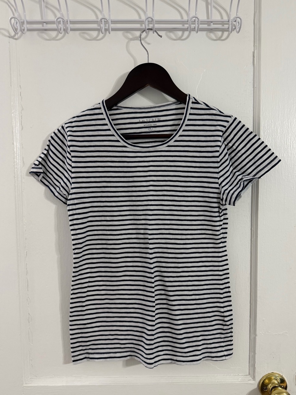 Navy & White Striped Crewneck Tee